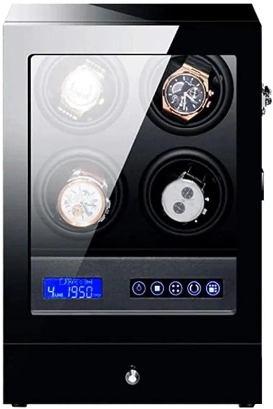 Automatic Watch Winder Box with Led nutritionist hot distort playwright Backlight Storage Drawer LCD Control Piano Paint Exterior Quiet Motor Durable / 9 2 Black 