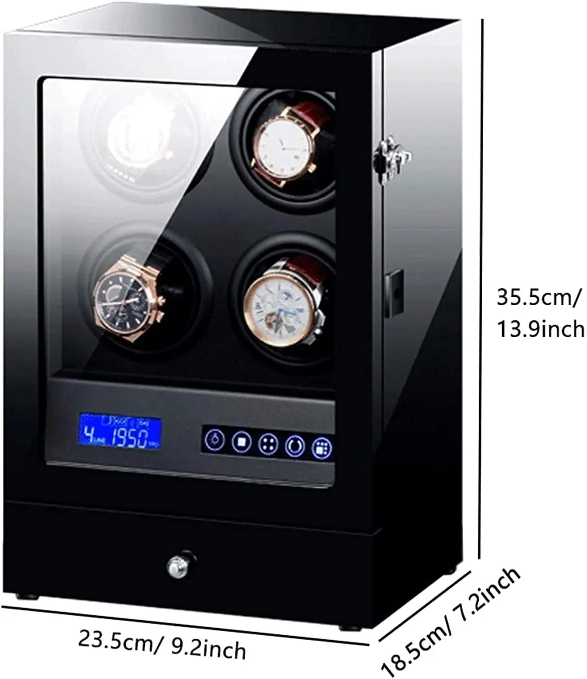 Automatic Watch Winder Box with Led nutritionist hot distort playwright Backlight Storage Drawer LCD Control Piano Paint Exterior Quiet Motor Durable / 9 2 Black 