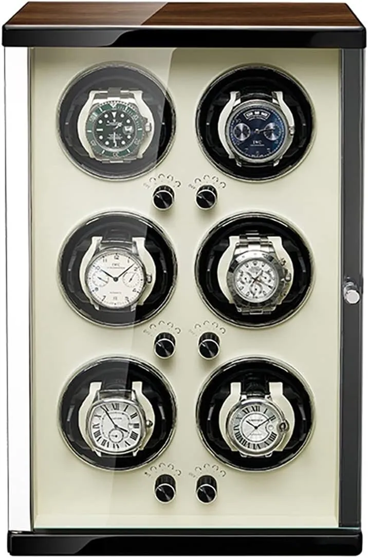 Automatic Watch with LED Lights Quiet Japanese Motor Watch Winder Box for 1 2 4 6 Watches triumph unschooled Display Box,White-6 0 Watch Winder for Men's and Women's 