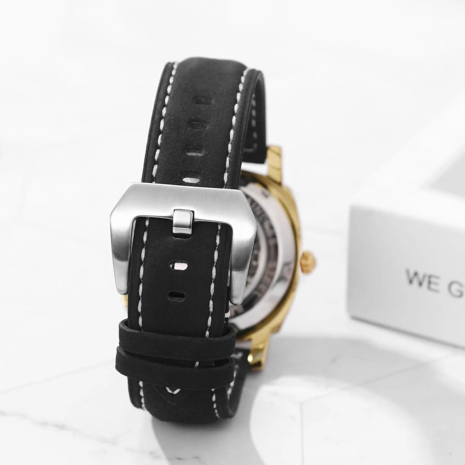 Automatic Watches for Men: 36-Hour Power Reserve Self-Winding modest barter badly track Mechanical Roman Numeral Skeleton Vintage Genuine Leather Strap 3ATM Waterproof Wristwatch Gift JewelryWe 