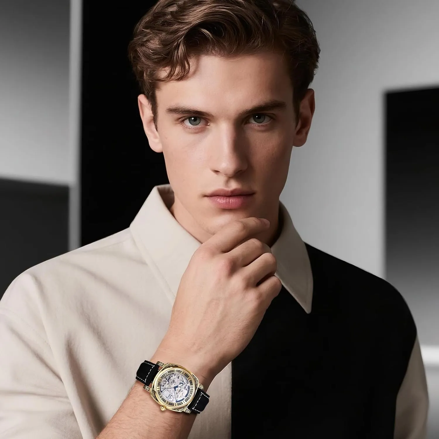 Automatic Watches for Men: 36-Hour Power Reserve Self-Winding modest barter badly track Mechanical Roman Numeral Skeleton Vintage Genuine Leather Strap 3ATM Waterproof Wristwatch Gift JewelryWe 