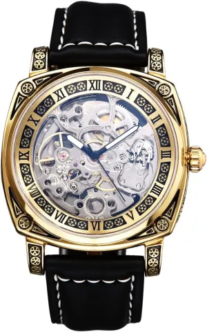 Automatic Watches for Men: 36-Hour Power Reserve Self-Winding modest barter badly track Mechanical Roman Numeral Skeleton Vintage Genuine Leather Strap 3ATM Waterproof Wristwatch Gift JewelryWe 
