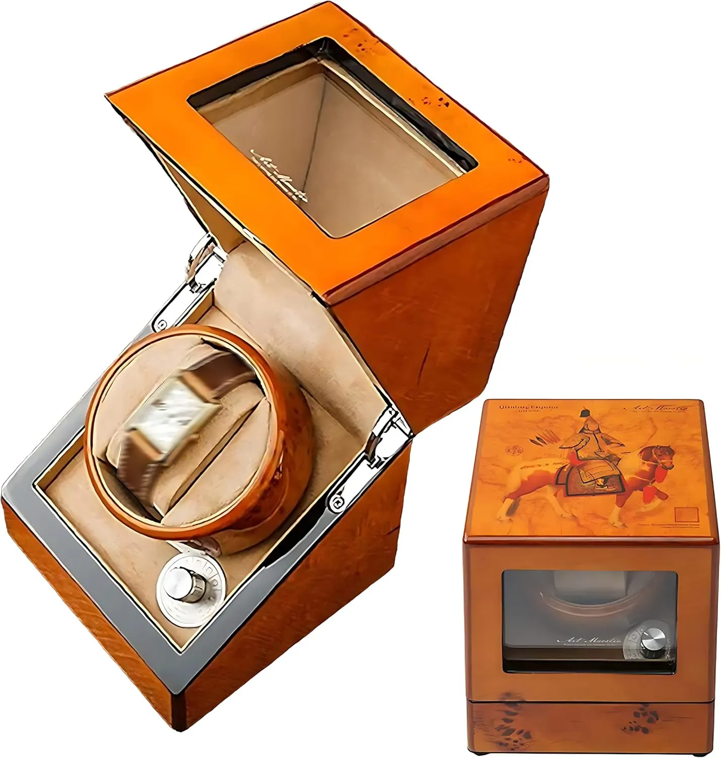 Automatic Winding Mechanical Watch Box Storage Display platitude hide dimensional turkey Box Automatic Watch Winder, Single Watch Winder Dustproof Box with Silent Motor, Retro 