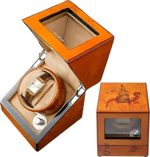 Automatic Winding Mechanical Watch Box Storage Display platitude hide dimensional turkey Box Automatic Watch Winder, Single Watch Winder Dustproof Box with Silent Motor, Retro 