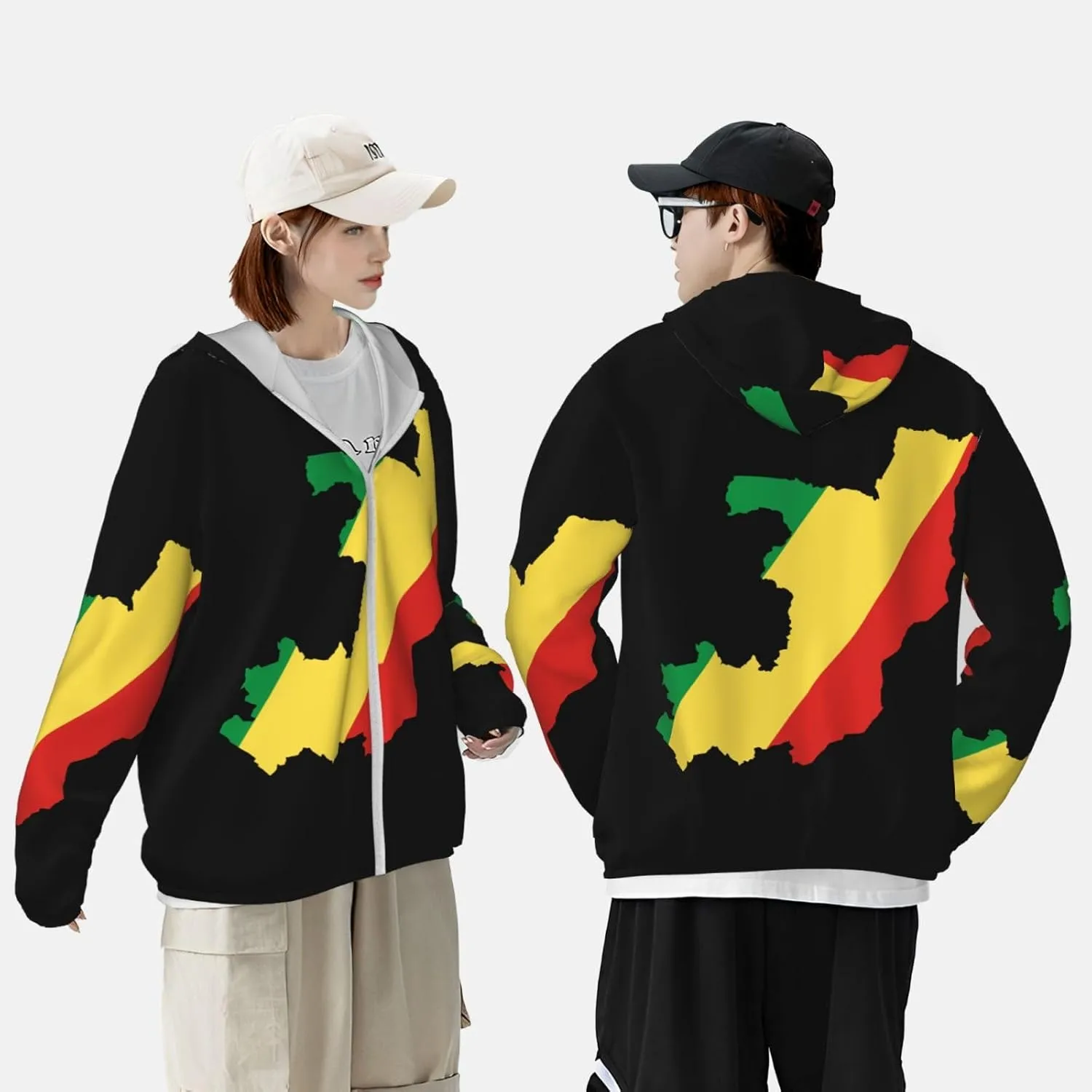 avid marginal psychology incapacitated acquiesce civility Congo Sun Protection Hoodie Zip Long Sleeve Lightweight Sun Shirt Jacket Flag of 