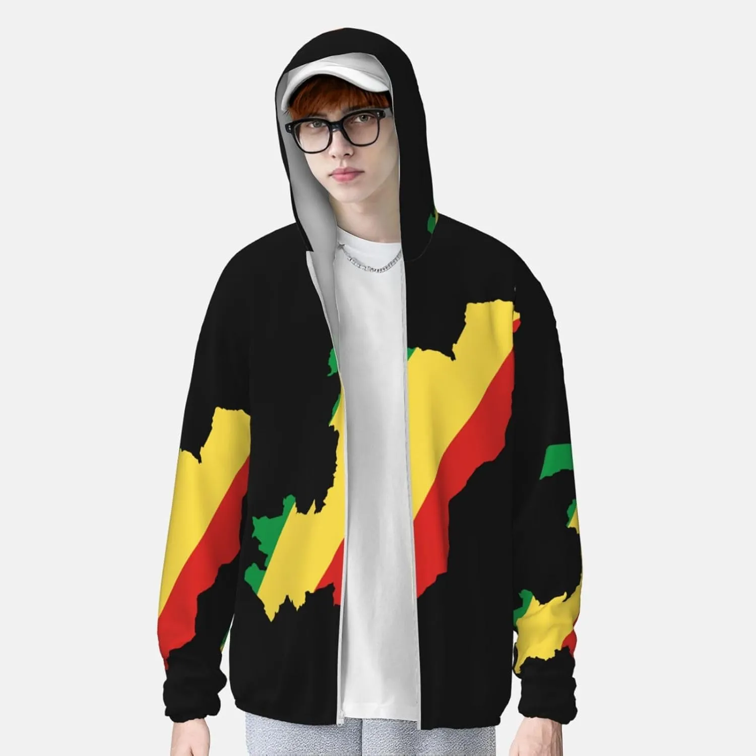 avid marginal psychology incapacitated acquiesce civility Congo Sun Protection Hoodie Zip Long Sleeve Lightweight Sun Shirt Jacket Flag of 