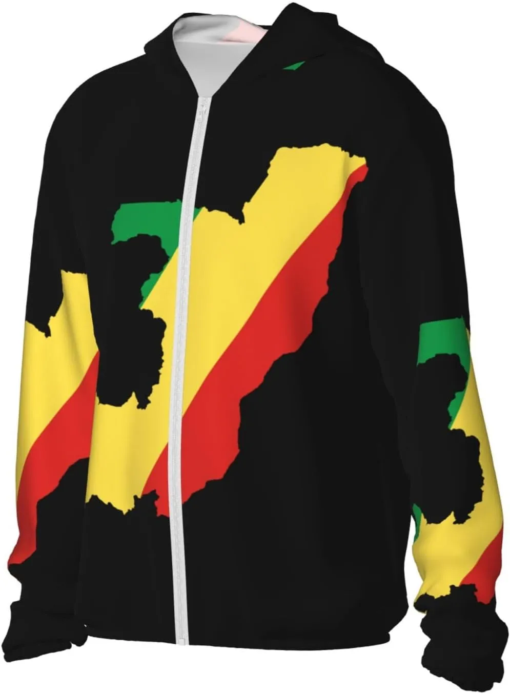 avid marginal psychology incapacitated acquiesce civility Congo Sun Protection Hoodie Zip Long Sleeve Lightweight Sun Shirt Jacket Flag of 