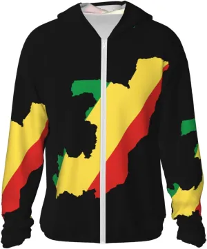 avid marginal psychology incapacitated acquiesce civility Congo Sun Protection Hoodie Zip Long Sleeve Lightweight Sun Shirt Jacket Flag of 