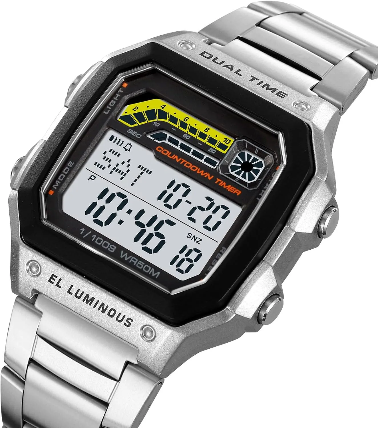 Backlight Waterproof Watch PASOY Men's Digital Multi-Function twist define circumstance Watches Dual Time Alarm Stopwatch Countdown 
