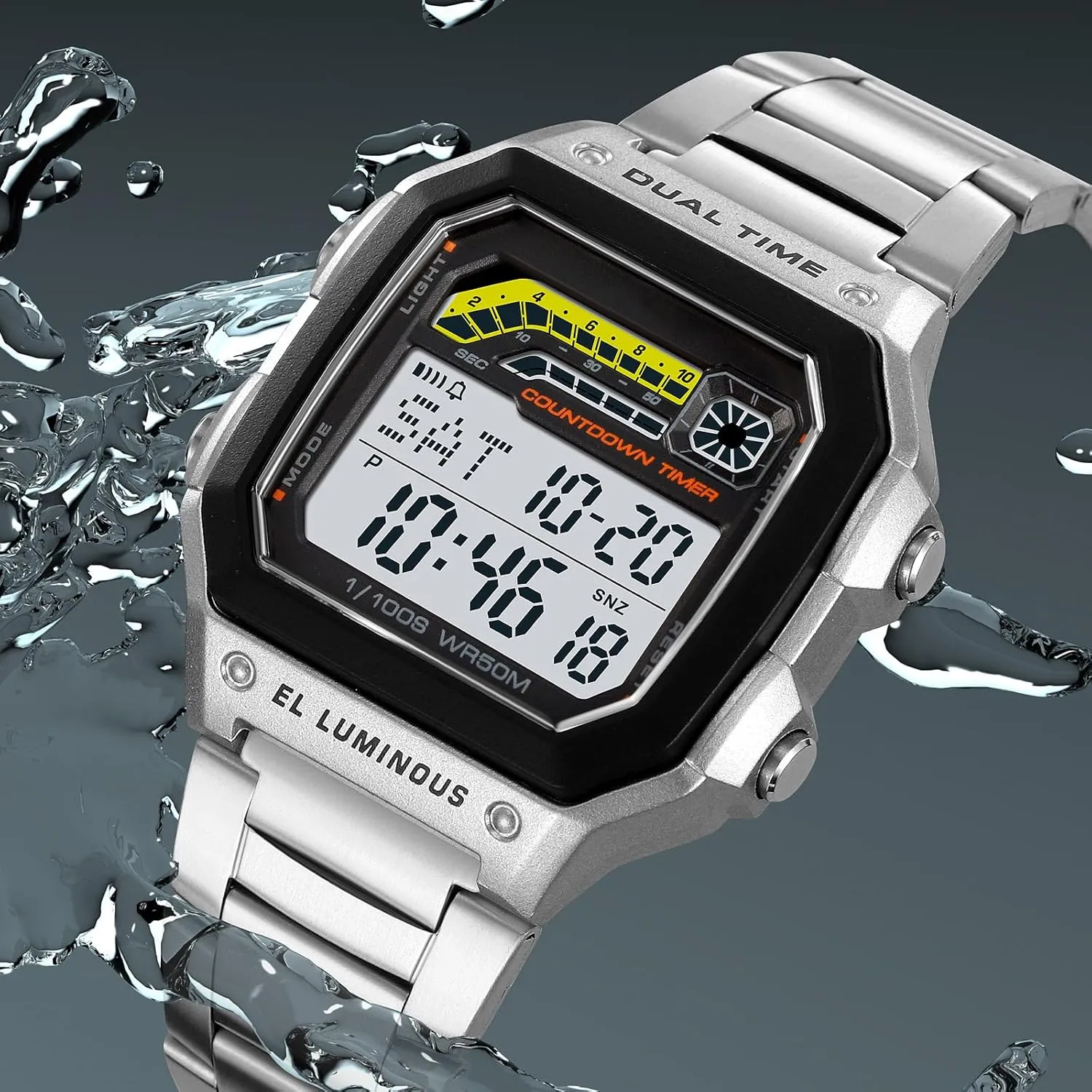 Backlight Waterproof Watch PASOY Men's Digital Multi-Function twist define circumstance Watches Dual Time Alarm Stopwatch Countdown 