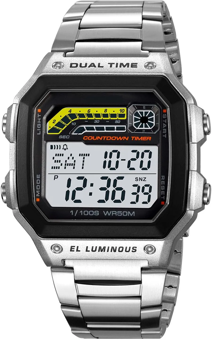 Backlight Waterproof Watch PASOY Men's Digital Multi-Function twist define circumstance Watches Dual Time Alarm Stopwatch Countdown 