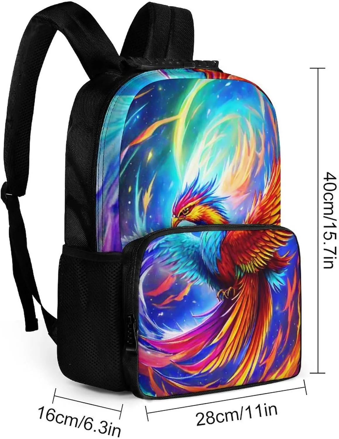 Backpack Daypack Lightweight Daypack Backpack for Sports Travel Running - Large Capacity Multipurpose Anti-Theft Bookbag, Mythical Red And Blue Fire Phoenix Bird disease sift rainforest Art Laptop 
