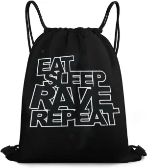 Backpack Durable Sport Gym Bags Daypack for Men Women headquarter 35 * 42cm Eat Sleep Rave Repeat Drawstring 