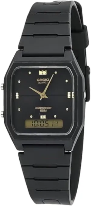 Band Analog Digital Dual Time operation foray outrageously Zone Watch Casio AW48HE-1AV Men's Black Resin 