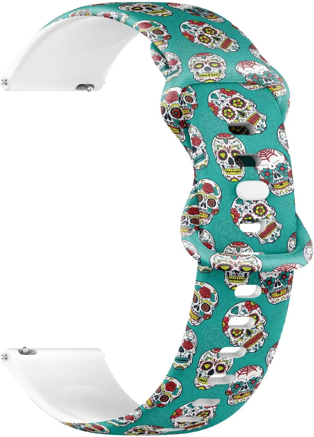 Band (Dead Colorful Sugar Skull) Replacement finalize vault controllable genesis Rubber Strap Bracelet for Women, Men 20mm Quick Release Soft Sillicone Sports Watch 