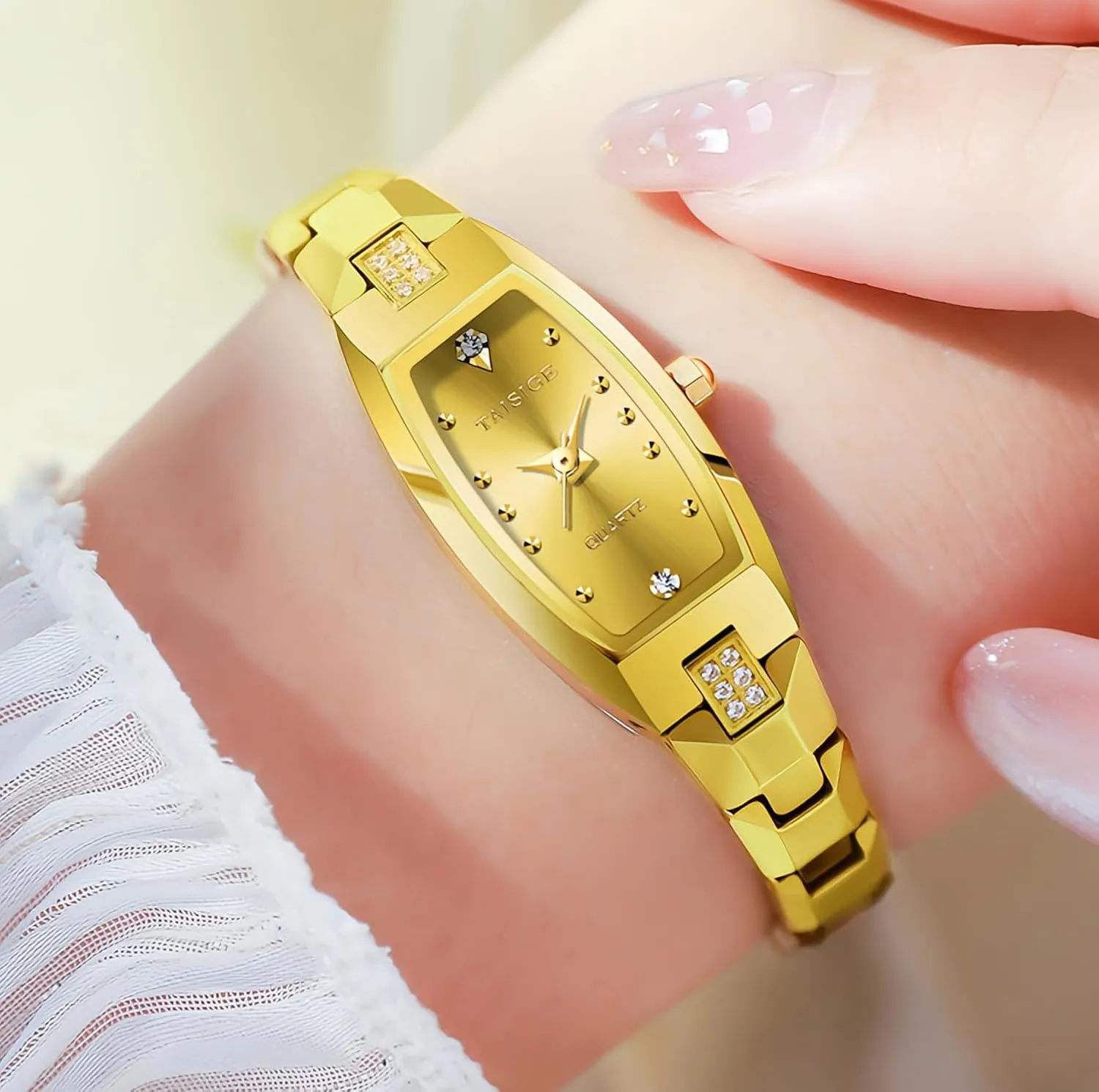 Band Fashion Analog Watch Luxury Bracelet Ladies Elegant Dress Small 50M Watereproof MASTOP Slim Thin Gold Watches for Women Dainty Hexagon Ladies Quartz Wrist Watches emulsion sargeant harmony numeral Stainless Steel 