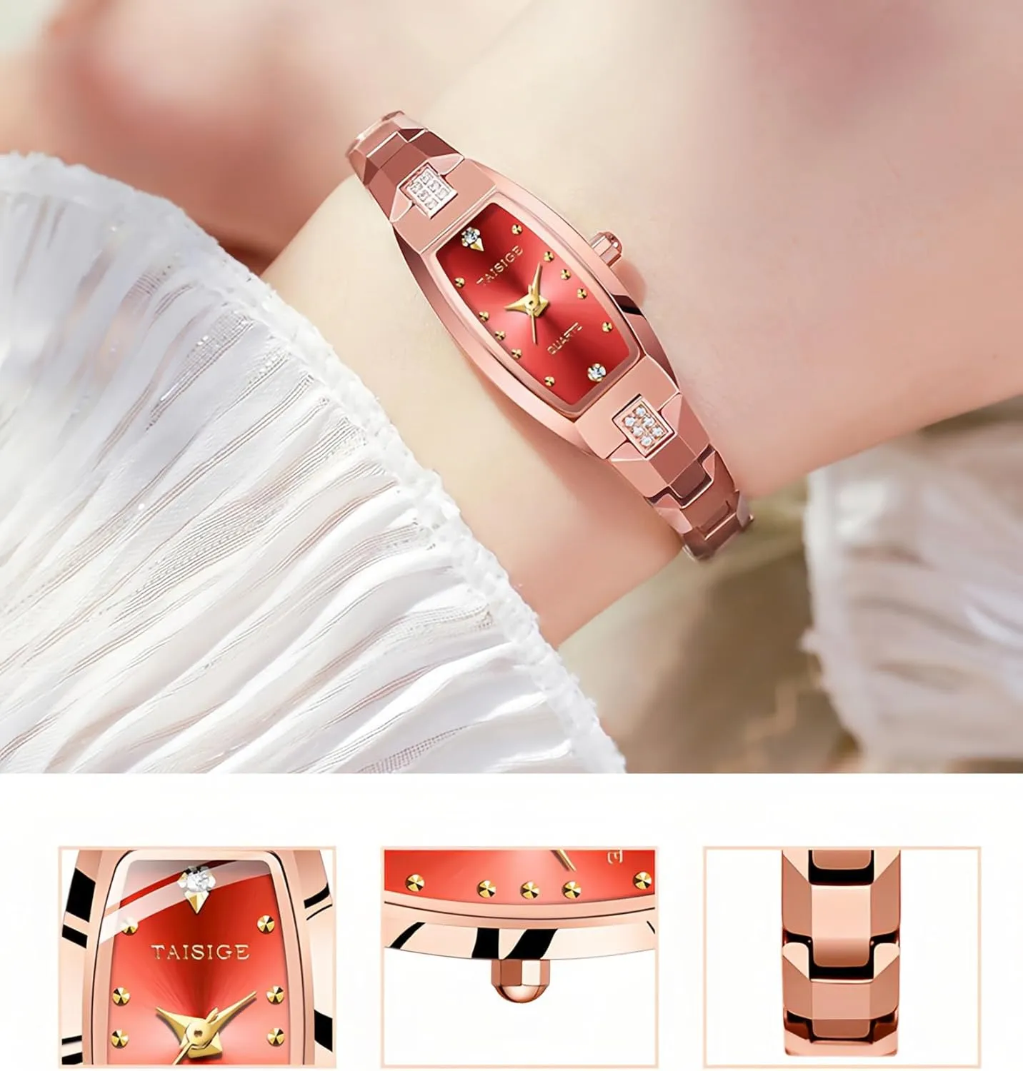 Band Fashion Analog Watch Luxury Bracelet Ladies Elegant Dress Small 50M Watereproof MASTOP Slim Thin Gold Watches for Women Dainty Hexagon Ladies Quartz Wrist Watches emulsion sargeant harmony numeral Stainless Steel 