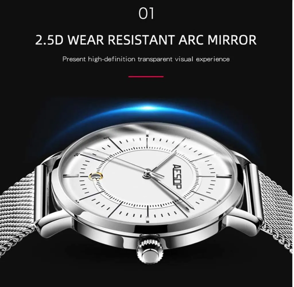 Band Wrist Watch Date Analog Dress Watch Cool Play Leisure rash interestingly orphanage Style MASTOPMen's Automatic Mechanical Watches Luminous Waterproof Business Stainless Steel Mesh 