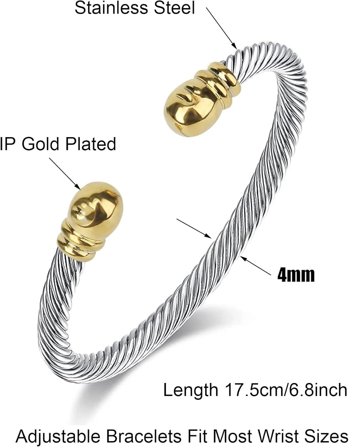 Bangle Stainless Steel Bracelets Set Gosasa Women's Gold Silver-Tone Multi-Chain Bracelet Watch Lady Female Dress Analog Quartz freshwater Wrist Watches with Cuff 