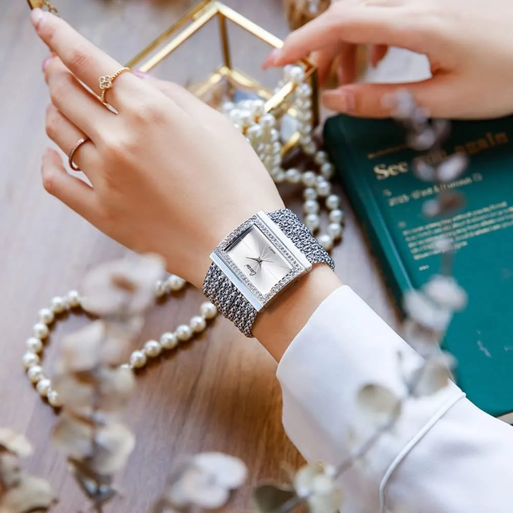 Bangle Stainless Steel Bracelets Set Gosasa Women's Gold Silver-Tone Multi-Chain Bracelet Watch Lady Female Dress Analog Quartz freshwater Wrist Watches with Cuff 