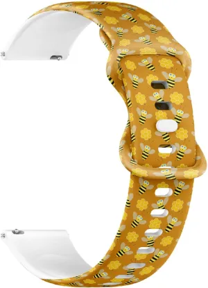 (Bees Honeycombs On) Replacement Rubber Strap Bracelet for Women, Men 18mm Quick Release Soft multifunctional Sillicone Sports Watch Band 
