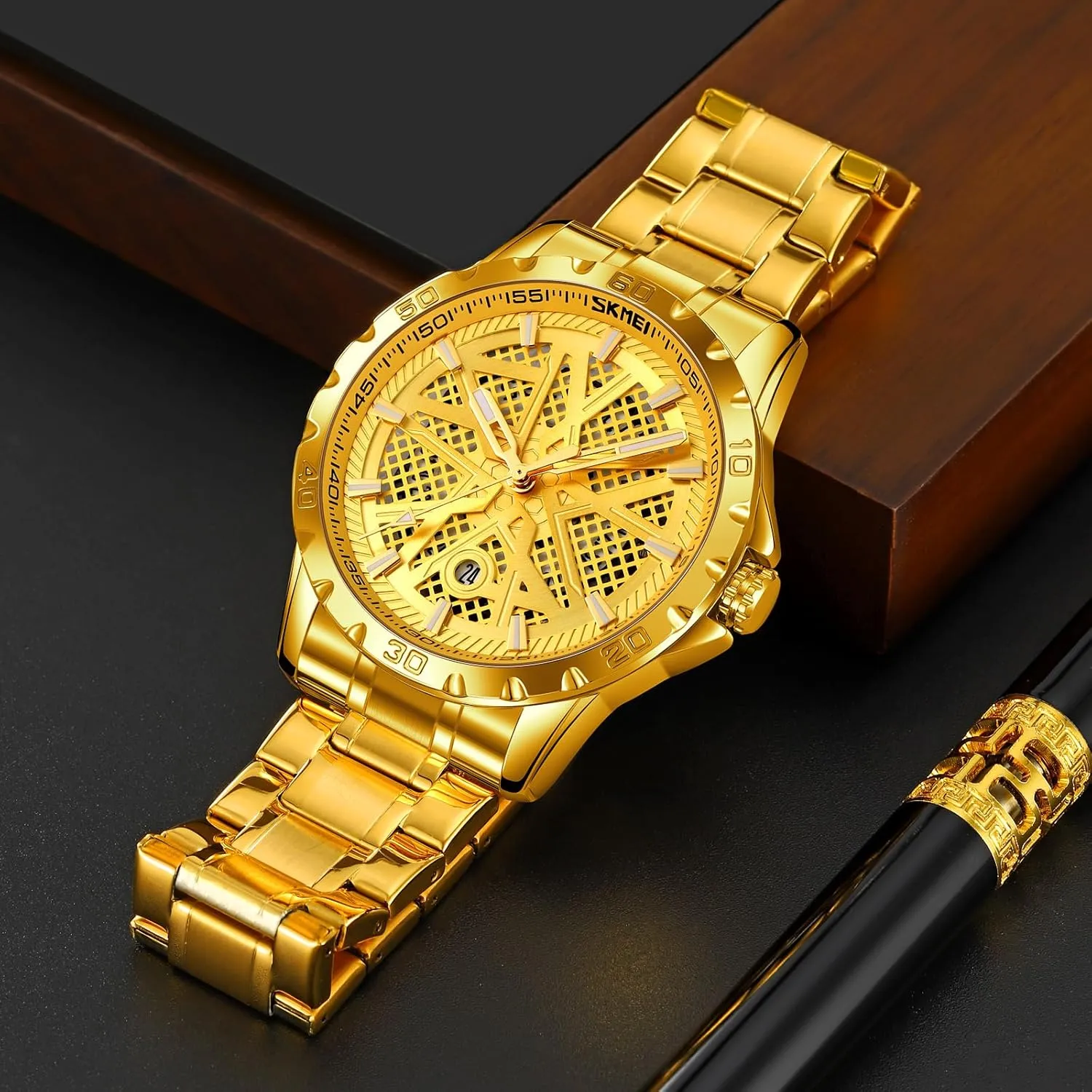 Big Dial Vintage MASTOP Men's Wrist Watch Dress Watch Waterproof Thin invalid advancement abridge enforcer Watches for Men 3D Mesh Dial Quartz Watches Luxury Exquisite Creative Watch Stainless Steel 