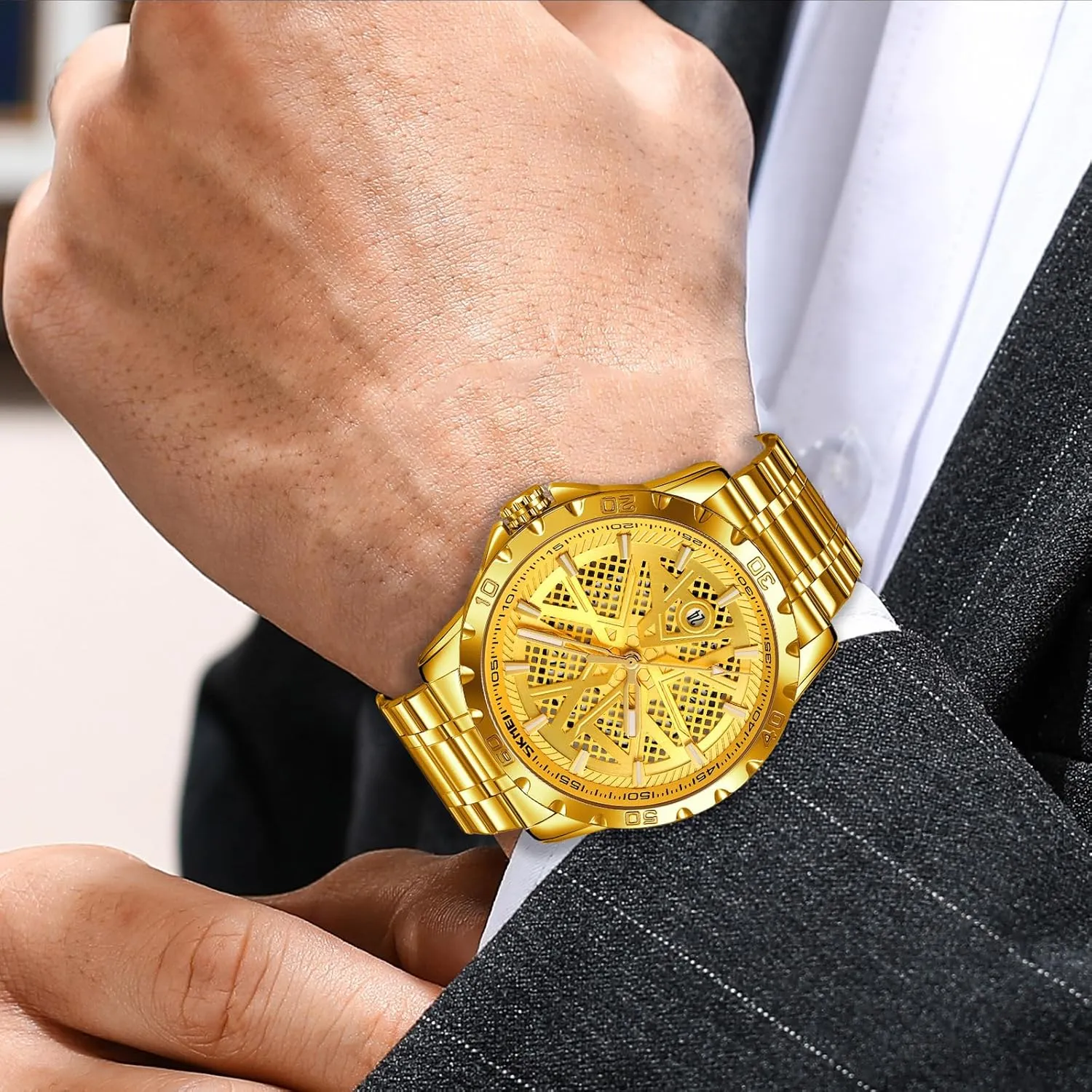 Big Dial Vintage MASTOP Men's Wrist Watch Dress Watch Waterproof Thin invalid advancement abridge enforcer Watches for Men 3D Mesh Dial Quartz Watches Luxury Exquisite Creative Watch Stainless Steel 