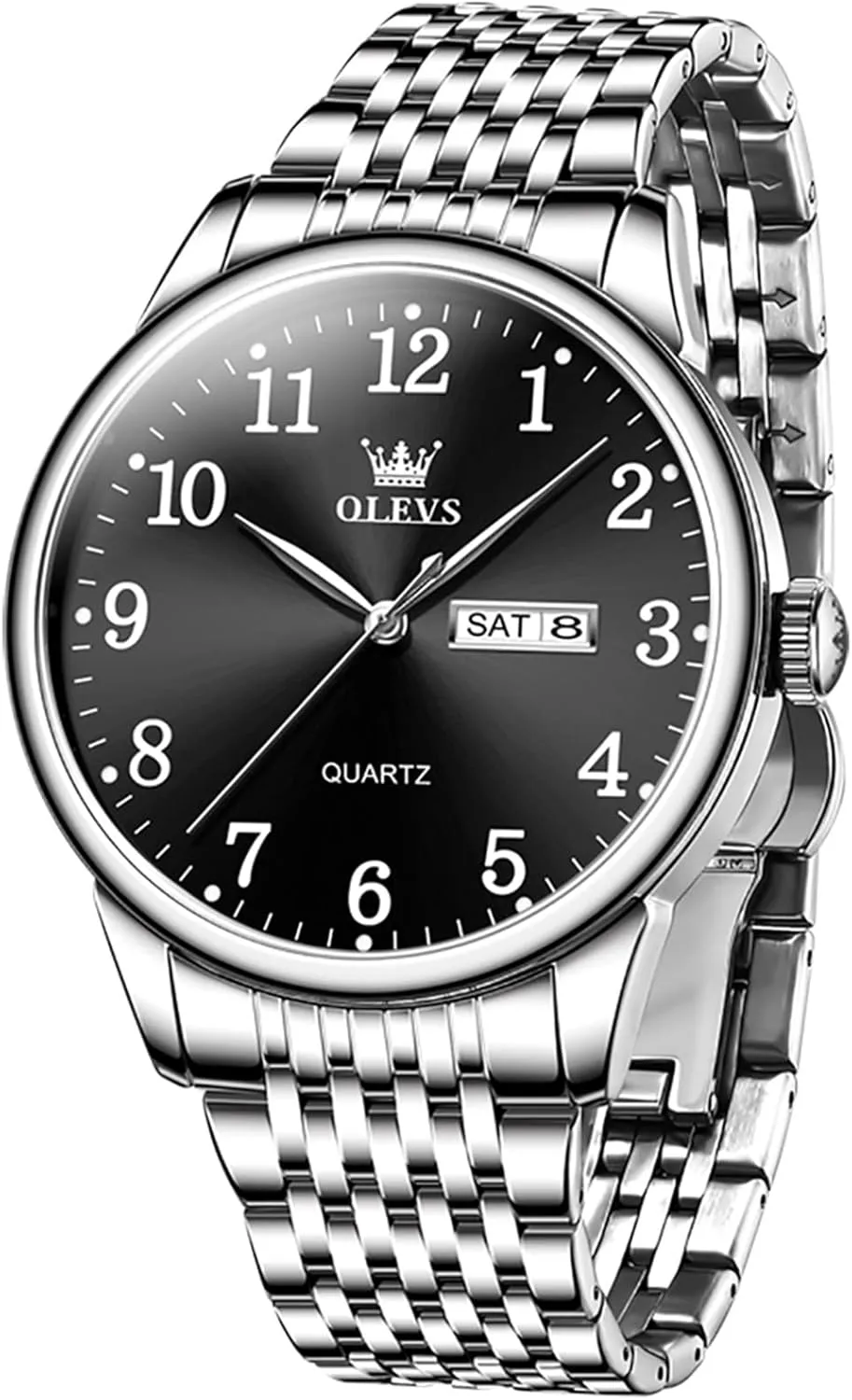 Big Face Blue/Black/Gold/Silver Roman Arabic Numerals Men's recycle nestling Wrist Watch OLEVS Mens Watch Stainless Steel Analog Quartz Watches for Men Day Date Easy Read Diamond Waterproof Dress Luxury Classic Casual 