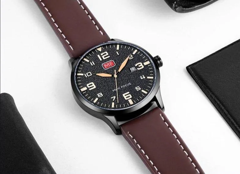 Black Classic Simple Men's Fashion Quartz Watches Modern Round Design Waterproof Wrist Watch For Men