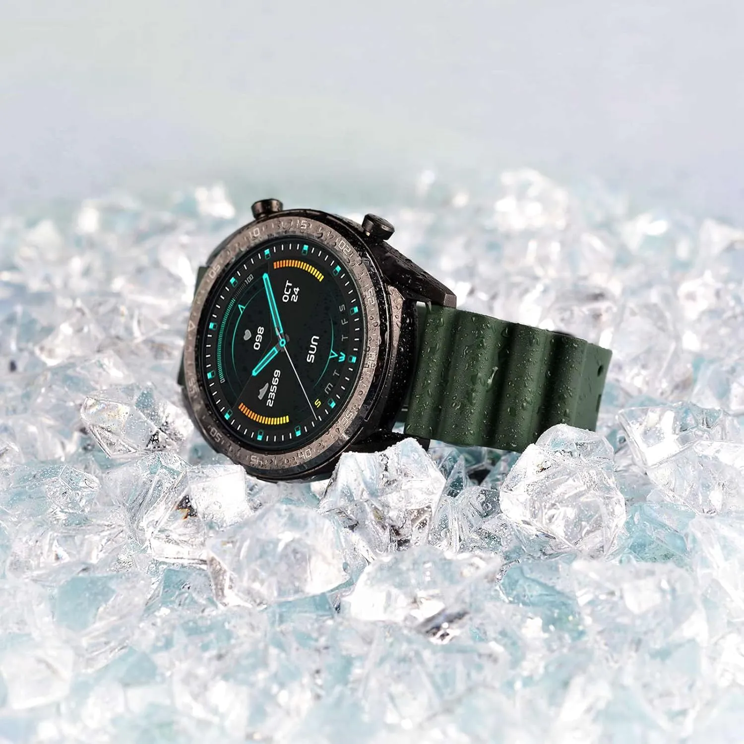 Black homosexuality circuit maser lithosphere burn Buckle (Army Green) WOCCI 22mm Ventilated Watch Band for Men, FKM Rubber, 