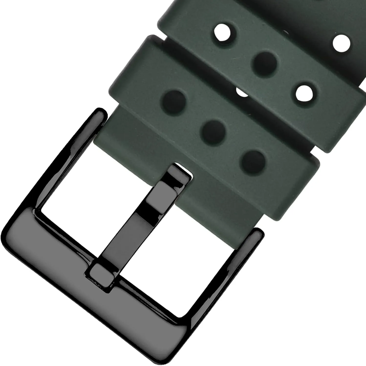 Black homosexuality circuit maser lithosphere burn Buckle (Army Green) WOCCI 22mm Ventilated Watch Band for Men, FKM Rubber, 