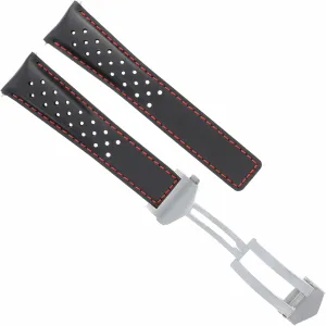 BLACK RED Ewatchparts LEATHER WATCH BAND STRAP 20MM room homeless mesozoic dehydrate finance COMPATIBLE WITH TAG HEUER CARRERA WAZ2113.FT8023 