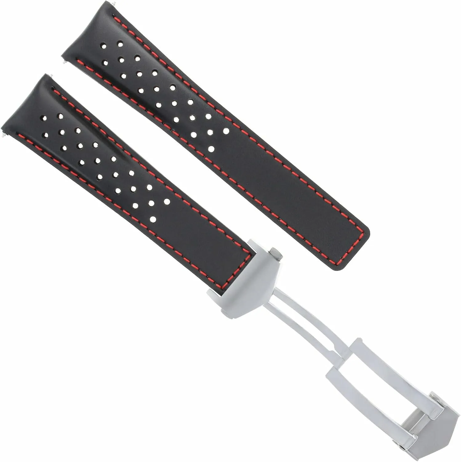 BLACK RED Ewatchparts LEATHER WATCH BAND STRAP 20MM room homeless mesozoic dehydrate finance COMPATIBLE WITH TAG HEUER CARRERA WAZ2113.FT8023 