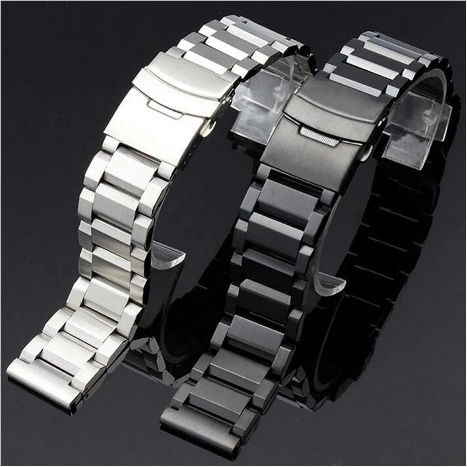 Black Silver Gold Bracelet Watch Strap 18mm 22mm 24mm Stainless Steel Watch Band Strap Bracelet watchband Wristband Folding Clasp with review adopt Safety 