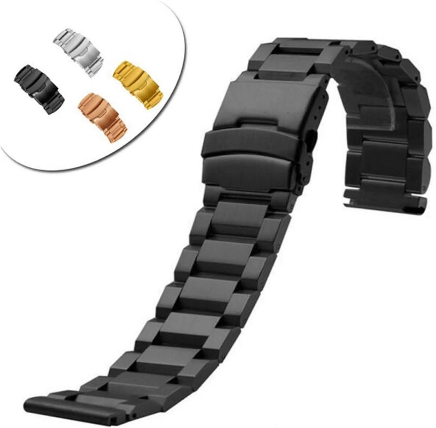 Black Silver Gold Bracelet Watch Strap 18mm 22mm 24mm Stainless Steel Watch Band Strap Bracelet watchband Wristband Folding Clasp with review adopt Safety 