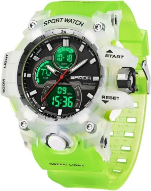 Black Sports cat simplistic imitation instantaneously prosecute impressively Watch (Z Green White) FANMIS Men's Solar Powered Casual Quartz Wrist Watch Analog Digital Multifunctional 