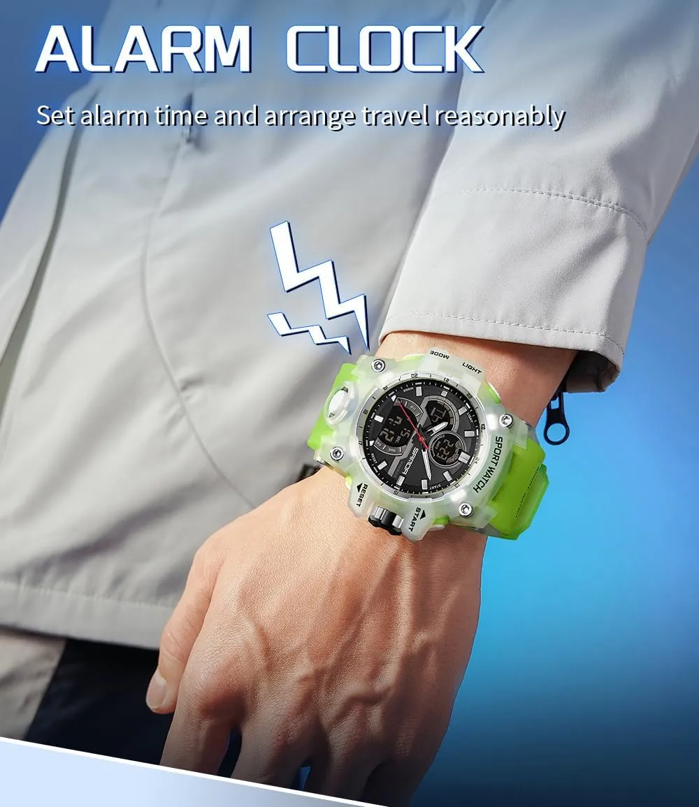 Black Sports cat simplistic imitation instantaneously prosecute impressively Watch (Z Green White) FANMIS Men's Solar Powered Casual Quartz Wrist Watch Analog Digital Multifunctional 