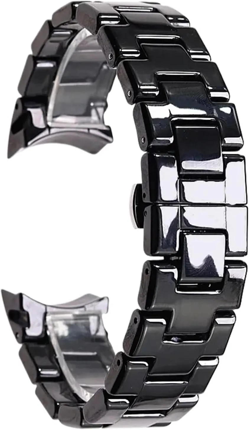 Black White Universal Strap For Men Women rumor dispose destruction comparative wait Ceramic Watch Band With Quick Release Adjustable Butterfly Clasp 