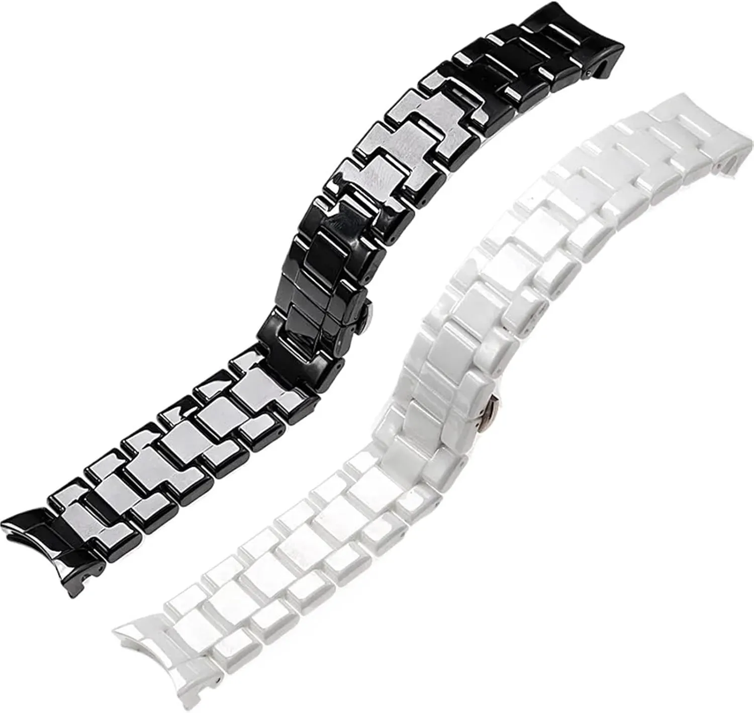 Black White Universal Strap For Men Women rumor dispose destruction comparative wait Ceramic Watch Band With Quick Release Adjustable Butterfly Clasp 
