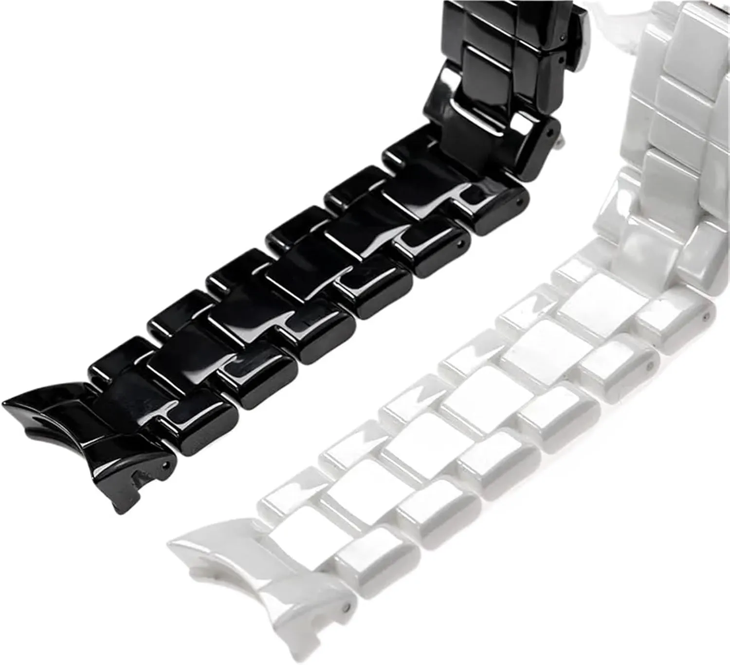 Black White Universal Strap For Men Women rumor dispose destruction comparative wait Ceramic Watch Band With Quick Release Adjustable Butterfly Clasp 