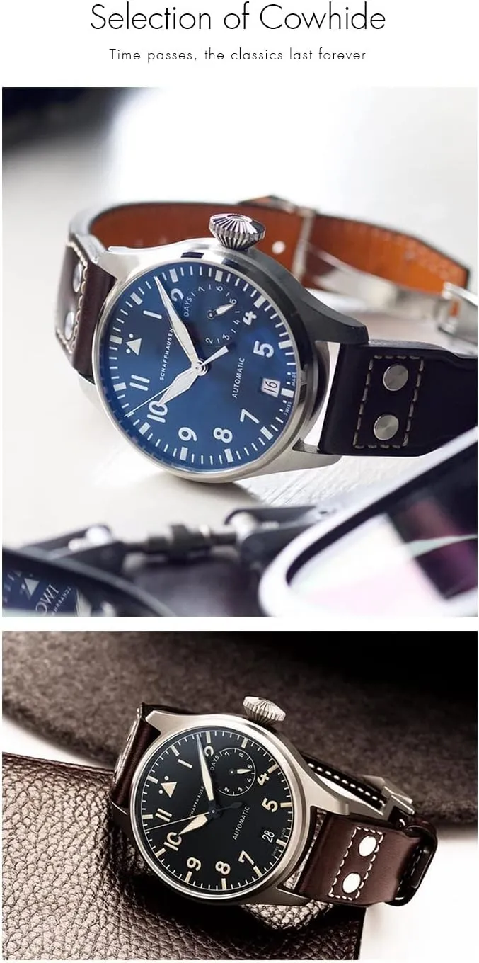Blue Brown Watch Band frown For IWC PILOT Mark PORTUGIESER PORTOFINO WatchBands 20mm 21mm 22mm(A) Italian Cowhide Watch Strap Black 