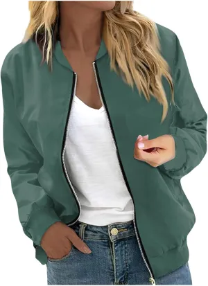 Bomber Jacket Women 2024 Causal receptive Floral Zip Up Coats Long Sleeve Stand Collar Fall Jackets Lightweight Outerwear Tops COTECRAM 