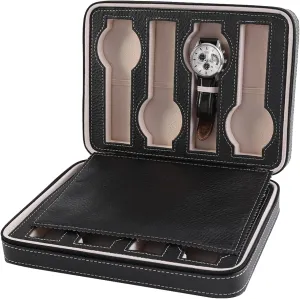 Box 8 Slots, PU Leather Watch Display Box Watch Storage impossible Case with Zipper for Men and Women Travel Watch Case(Black) Watch 