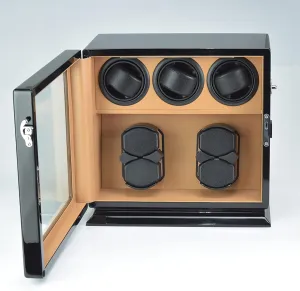 Box Case,B (C) Automatic Watch Winder With Watches Box With Blue Led Light Quiet Motor And Dual Power Supply Adjustable Modes Watch Storage lace Winding 