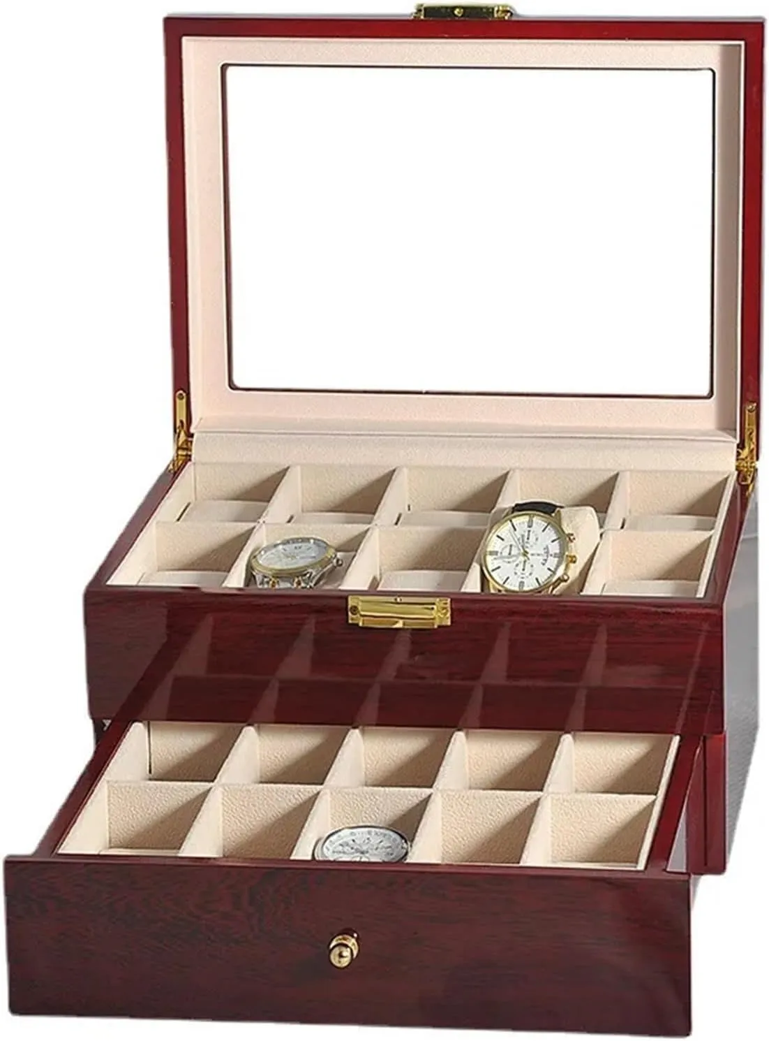 box Luxury Double-Layer Watch Box chronologically Piano Lacquer Watch Organizer 20-Bit Solid Wood Men's and Women's Jewelry Storage Display Box (Color : 20 Grids -C-01) PUCHEN watch 