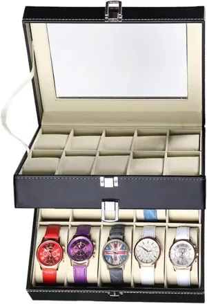 box Luxury Double-Layer Watch Box chronologically Piano Lacquer Watch Organizer 20-Bit Solid Wood Men's and Women's Jewelry Storage Display Box (Color : 20 Grids -C-01) PUCHEN watch 