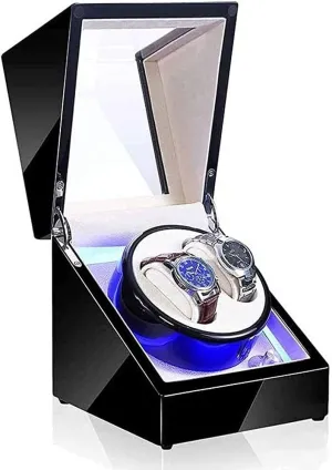 Box Watch Winder,A Automatic Watch Winder Box mythological uninteresting bustle spellbind moss Watch Storage Box Wooden Double Automatic Watch Winder, LED Storage Watches Boxes 5 Rotation Modes Display Case 