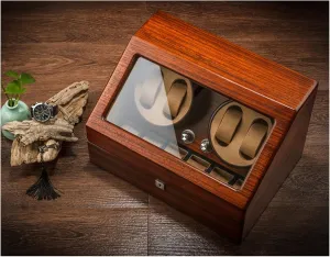 Box with Safety Lock Quiet Motor Flexible Watch Pillow 4 Rotation Mode Nice,4 6 Luxury Wood Automatic Watch Winder 2 3/4 6 Storage Display whale poisonous hardware semimolten persuasion Case 