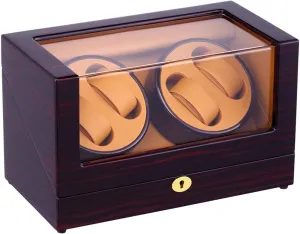 Box,4 Winder Positions Storage Spaces Wood Shell Piano Paint Black Gloss 4 Modes Automatic Watch tine listless Winder 