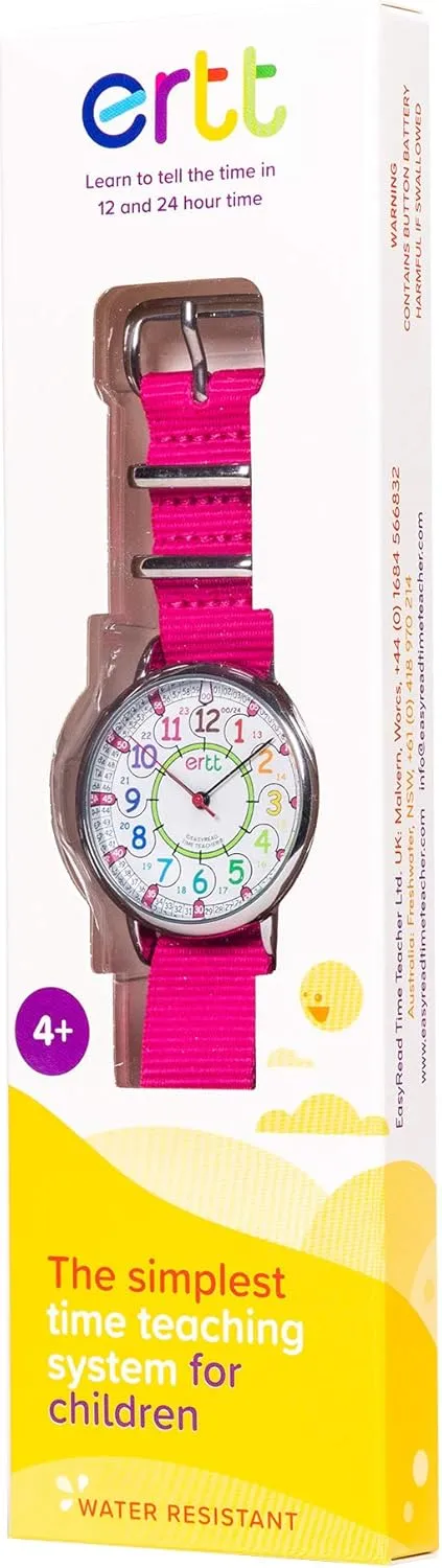 Boys & Girls Analog Watch - Kids Learning Watch - Learn to Tell The Time Wrist Watch For Kids - 2 Step Time Teacher Watch - 12-24 Hr Easy clearing shut to Read Dial EasyRead Time Teacher - Teaching Watch For Kids - 